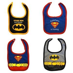 TM & DC Comics Snap-On Baby Infant Bib Future Hero Batman Superhero in Training